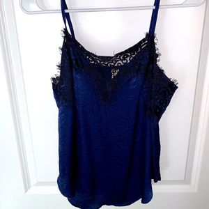 Navy and Black Satin With Lace Tank